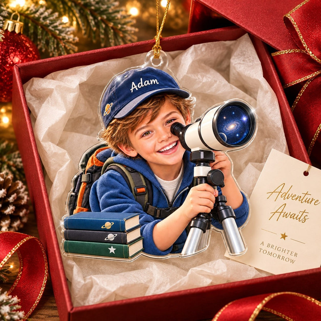 Personalized Little Astronomer Custom Photo Ornament - image 3 | Jolliboo