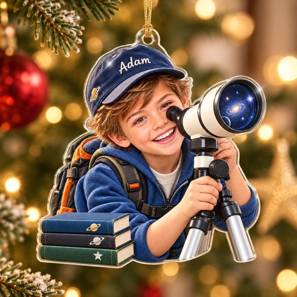 Personalized Little Astronomer Custom Photo Ornament - image 4 | Jolliboo