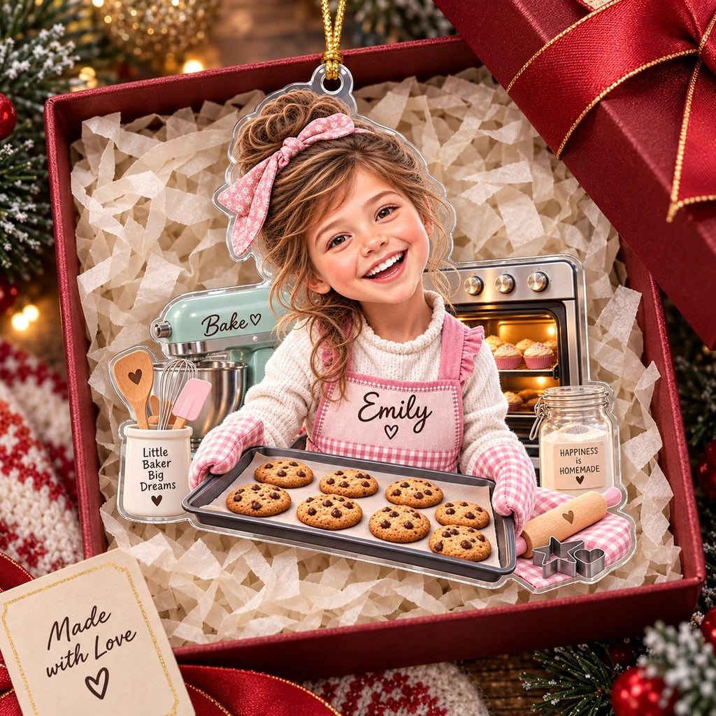 Personalized Little Baker Girl Christmas Ornament - image 2 | Jolliboo