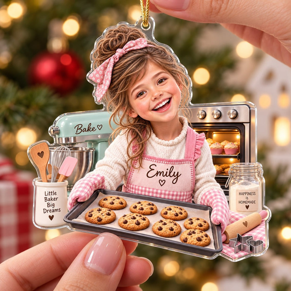 Personalized Little Baker Girl Christmas Ornament - image 3 | Jolliboo