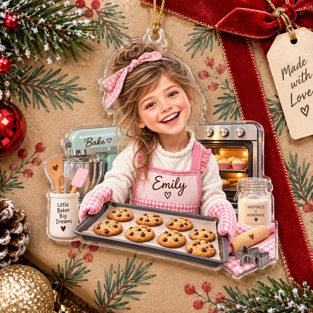 Personalized Little Baker Girl Christmas Ornament - image 4 | Jolliboo