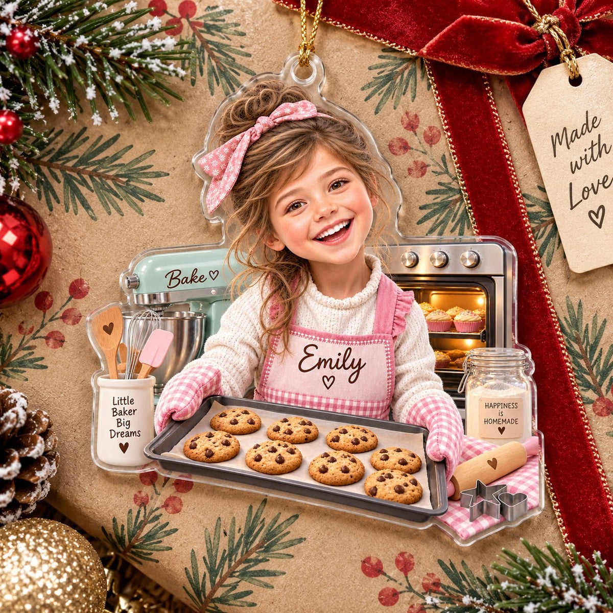 Personalized Little Baker Girl Christmas Ornament - image 4 | Jolliboo