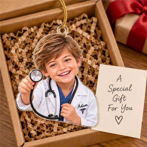 Personalized Little Doctor Custom Photo Ornament - image 3 | Jolliboo