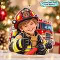 Personalized Little Firefighter Custom Photo Ornament - image 1 | Jolliboo