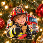 Personalized Little Firefighter Custom Photo Ornament - image 2 | Jolliboo