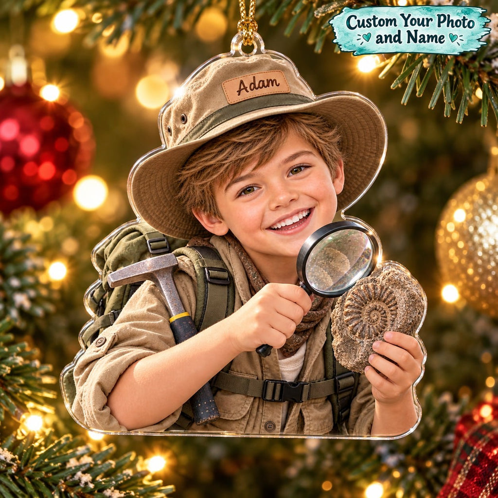 Personalized Little Fossil Explorer Custom Photo Ornament - image 1 | Jolliboo