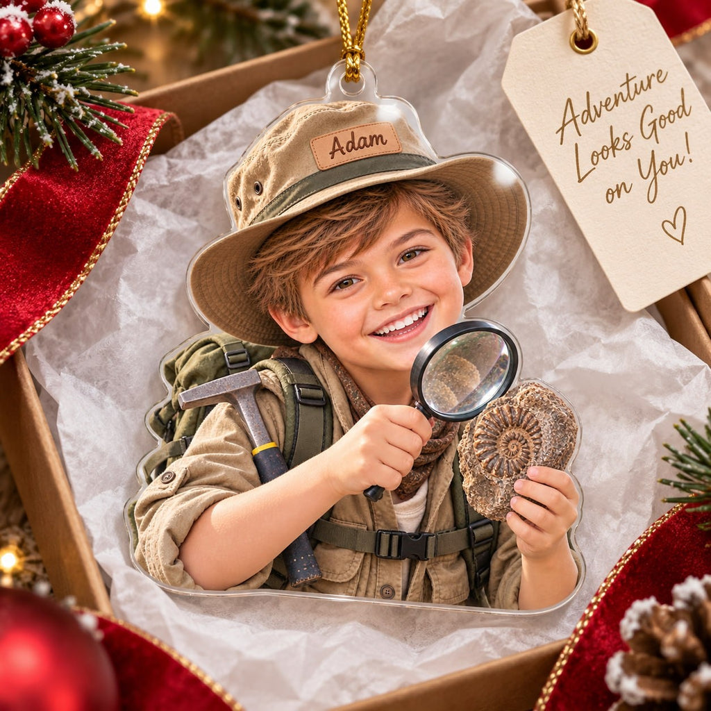 Personalized Little Fossil Explorer Custom Photo Ornament - image 3 | Jolliboo