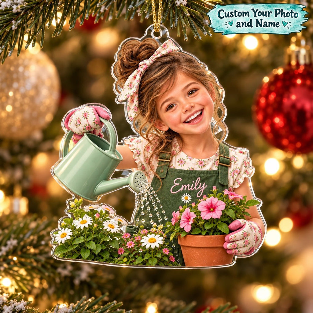 Personalized Little Gardener Custom Photo Ornament - image 2 | Jolliboo