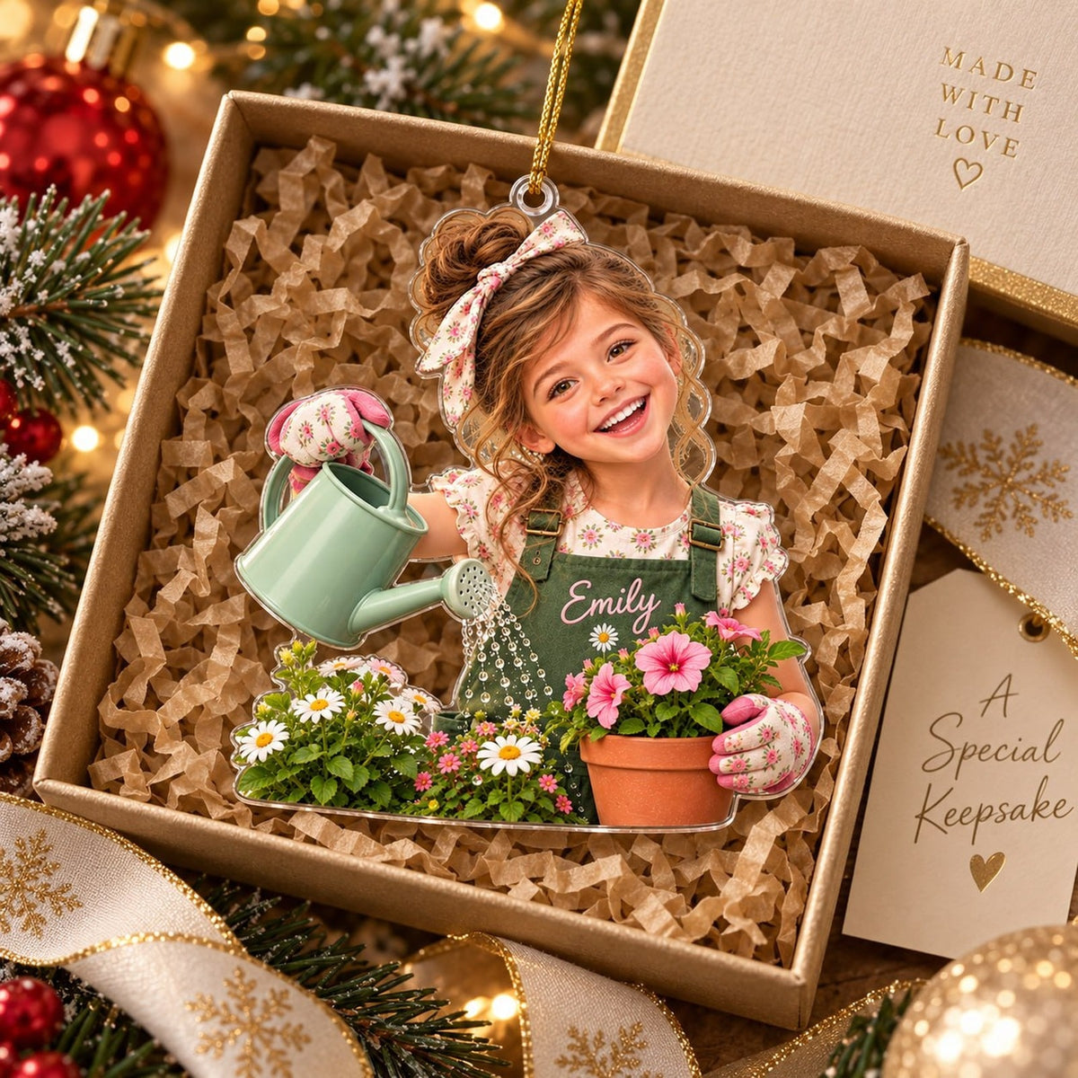 Personalized Little Gardener Custom Photo Ornament - image 4 | Jolliboo