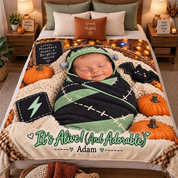 Personalized Little Monster Baby Halloween Blanket - image 1 | Jolliboo