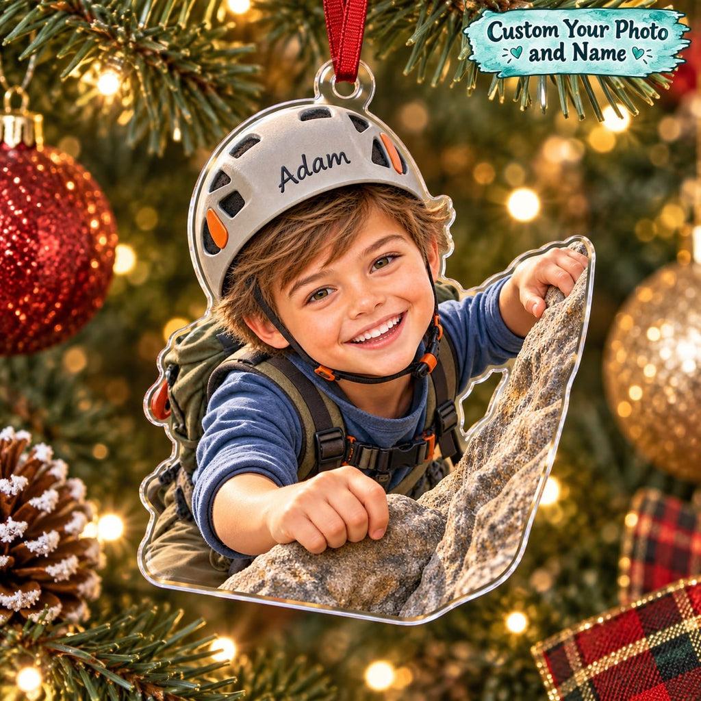 Personalized Little Rock Climber Custom Photo Ornament - image 1 | Jolliboo