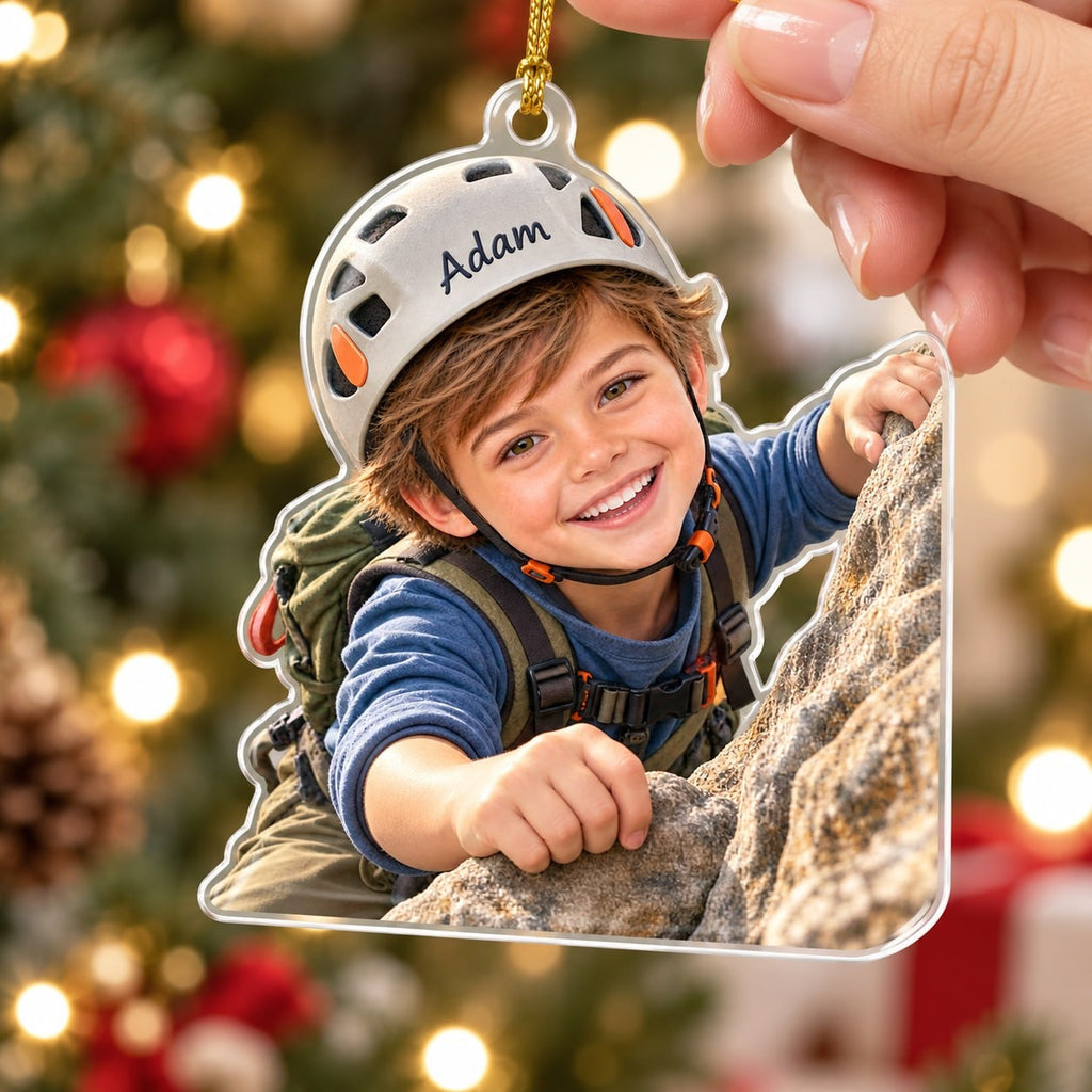 Personalized Little Rock Climber Custom Photo Ornament - image 3 | Jolliboo