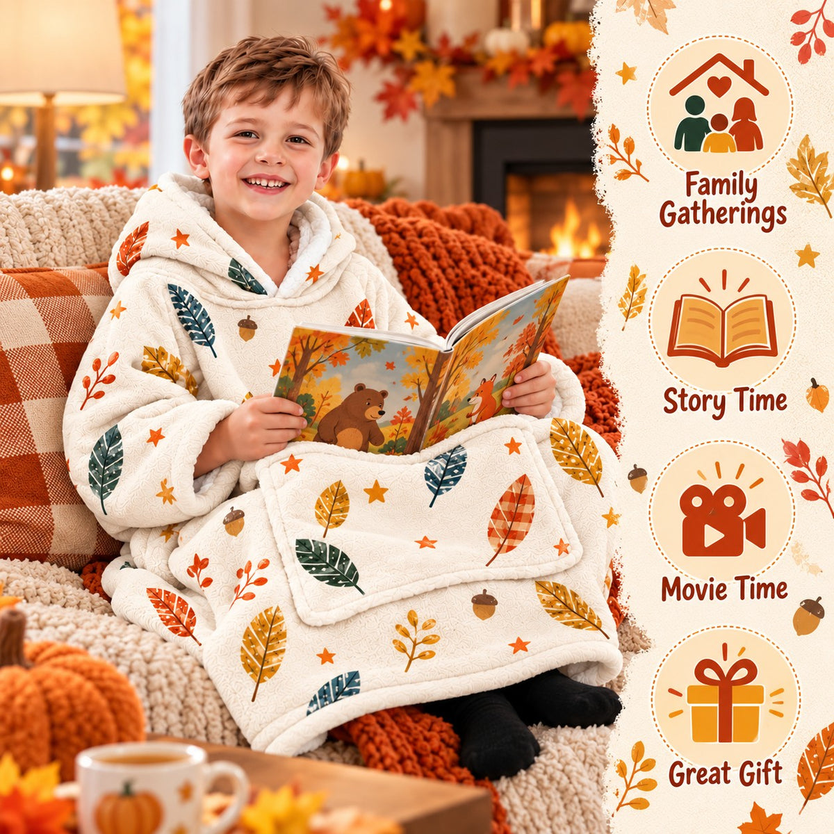 Personalized Little Turkey Big Personality Blanket Hoodie - product gallery image 78 | Personalized blanket hoodie for kids by Jolliboo