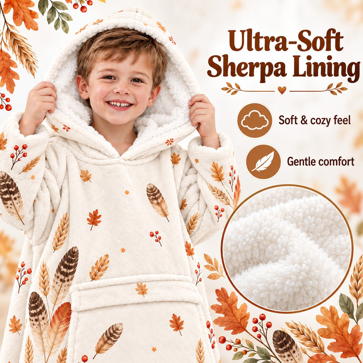 Personalized Little Turkey Thanksgiving Blanket Hoodie - product gallery image 41 | Personalized blanket hoodie for kids by Jolliboo