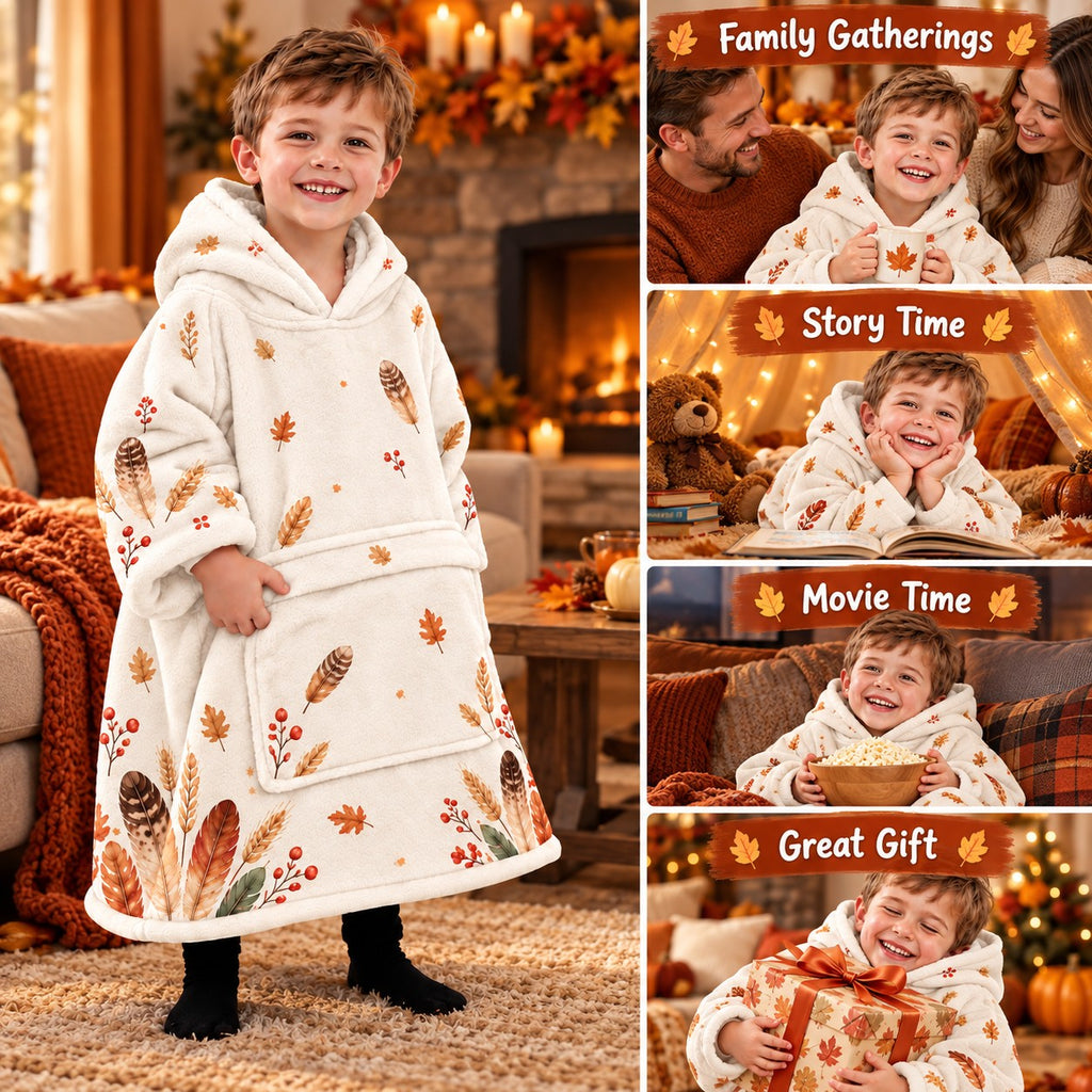 Personalized Little Turkey Thanksgiving Blanket Hoodie - product gallery image 42 | Personalized blanket hoodie for kids by Jolliboo