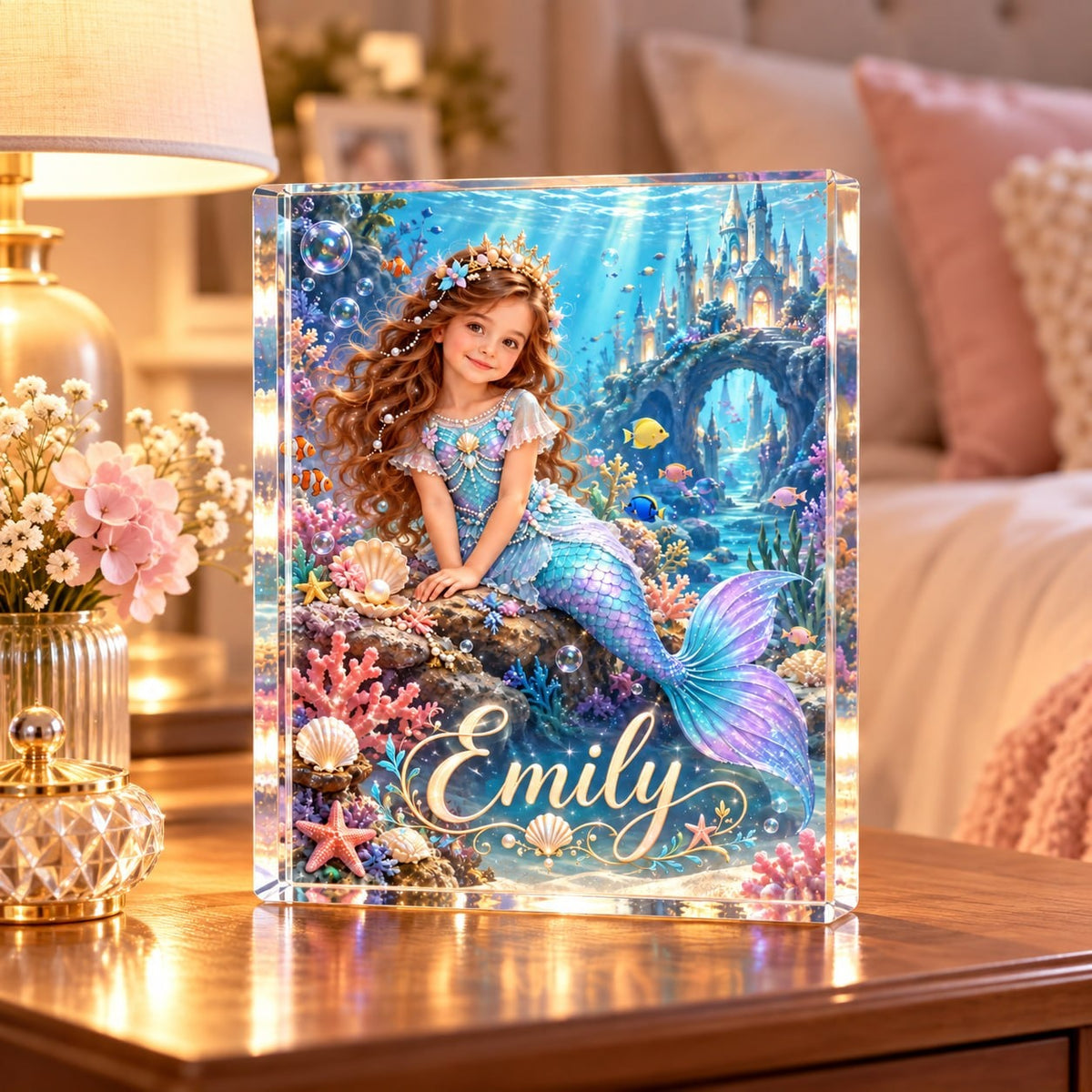 Personalized Mermaid Princess Acrylic Block - image 2 | Jolliboo