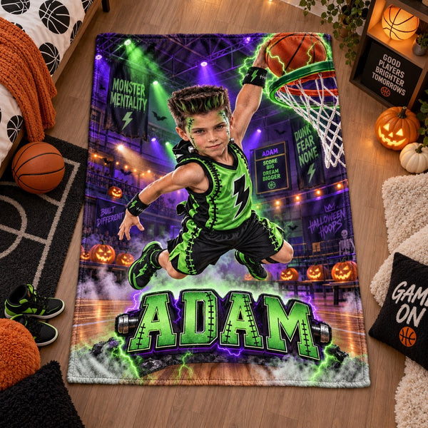Personalized Monster Mentality Basketball Halloween Blanket - image 1 | Jolliboo