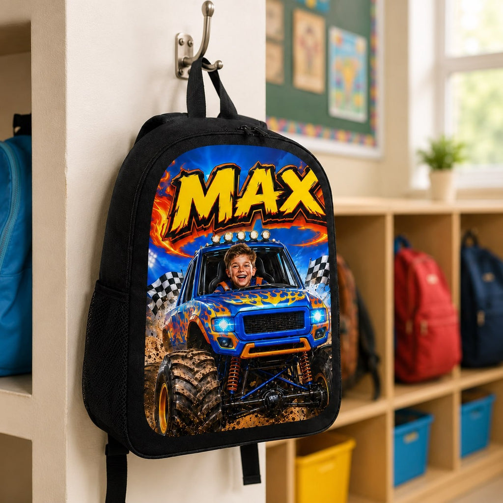 Personalized Monster Truck Boy Backpack - image 4 | Jolliboo