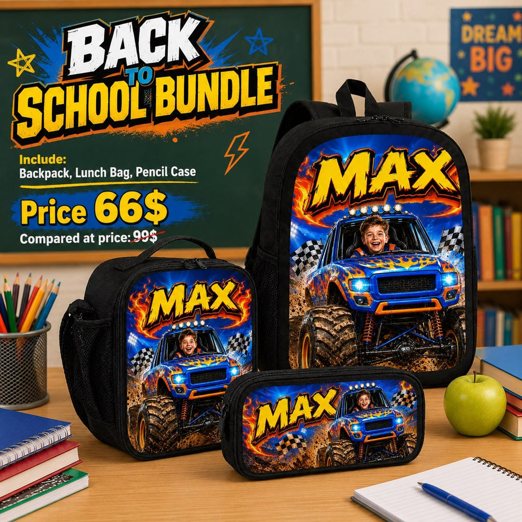 Personalized Monster Truck Boy Backpack - image 5 | Jolliboo