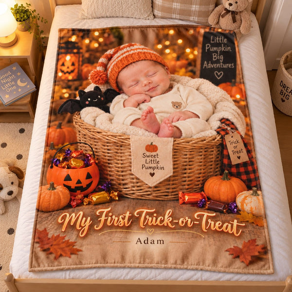 Personalized My First Trick-or-Treat Baby Halloween Blanket - image 1 | Jolliboo