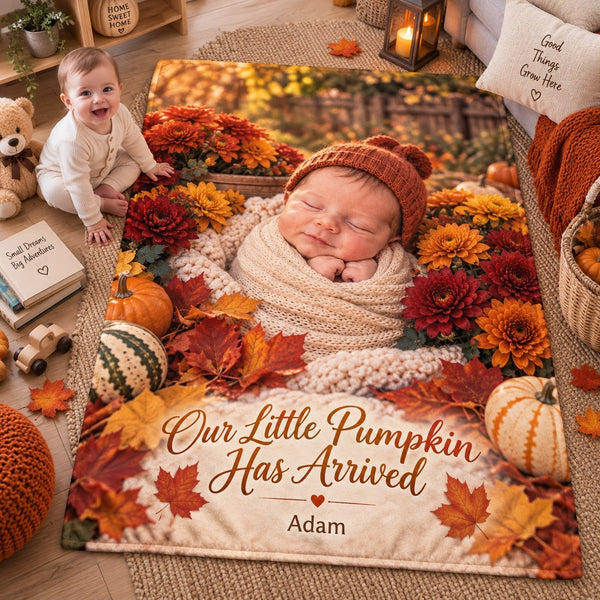 Personalized Our Little Pumpkin Has Arrived Baby Blanket - image 1 | Jolliboo
