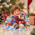 Personalized Penguin Hug Boy Christmas Ornament - image 2 | Jolliboo