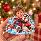 Personalized Penguin Hug Boy Christmas Ornament - image 4 | Jolliboo