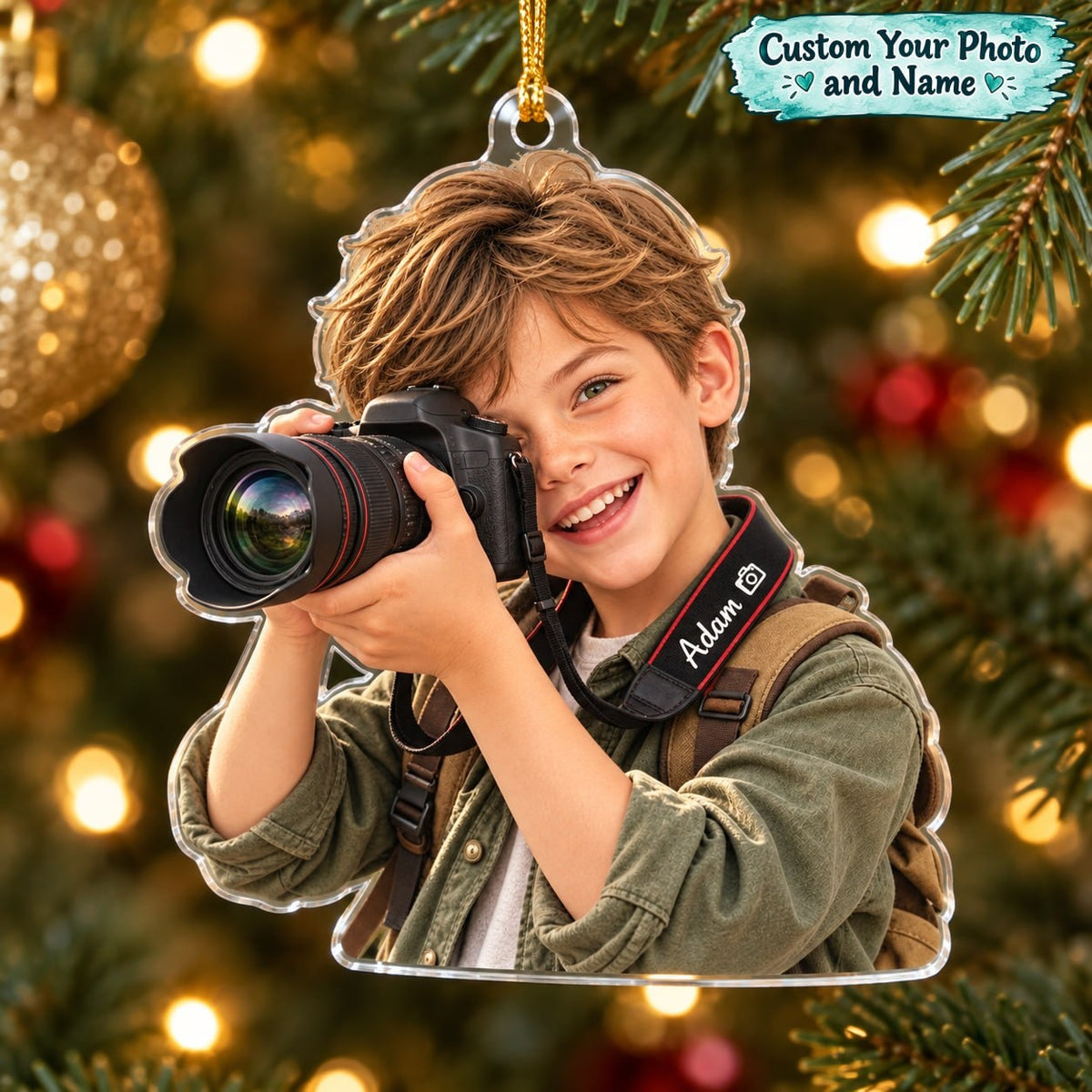 Personalized Photographer Boy Christmas Ornament - image 1 | Jolliboo
