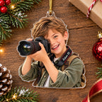Personalized Photographer Boy Christmas Ornament - image 2 | Jolliboo