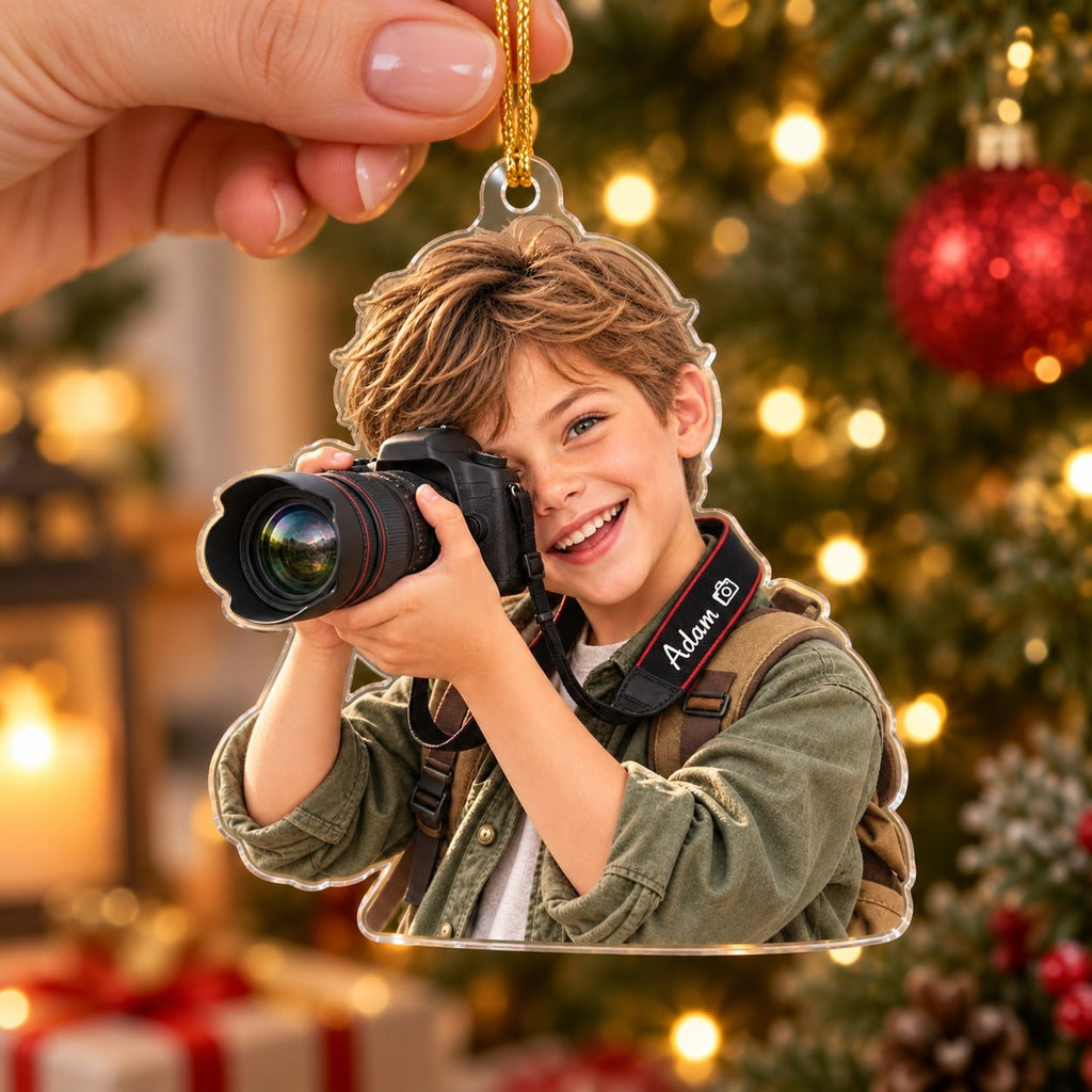 Personalized Photographer Boy Christmas Ornament - image 3 | Jolliboo