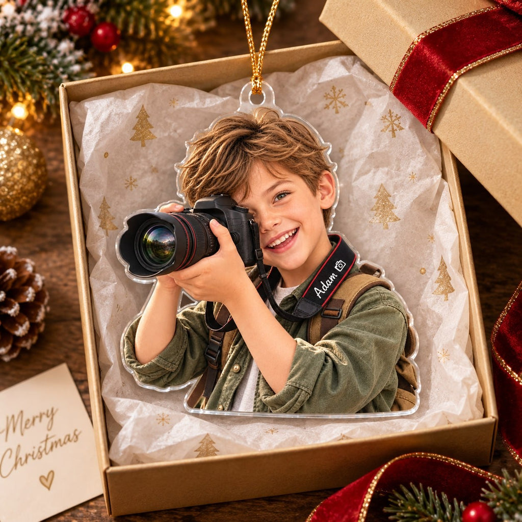 Personalized Photographer Boy Christmas Ornament - image 4 | Jolliboo