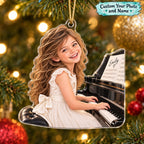 Personalized Piano Girl Christmas Ornament - image 1 | Jolliboo