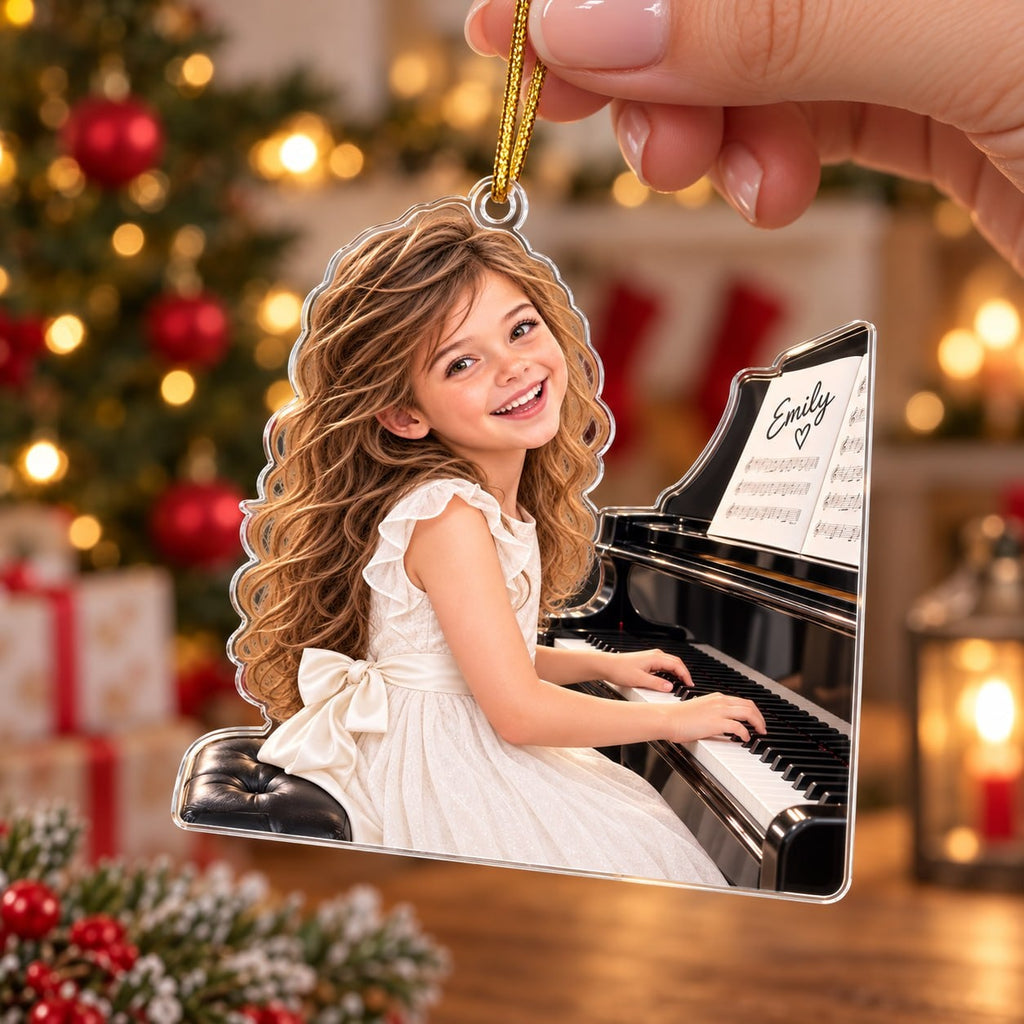 Personalized Piano Girl Christmas Ornament - image 4 | Jolliboo