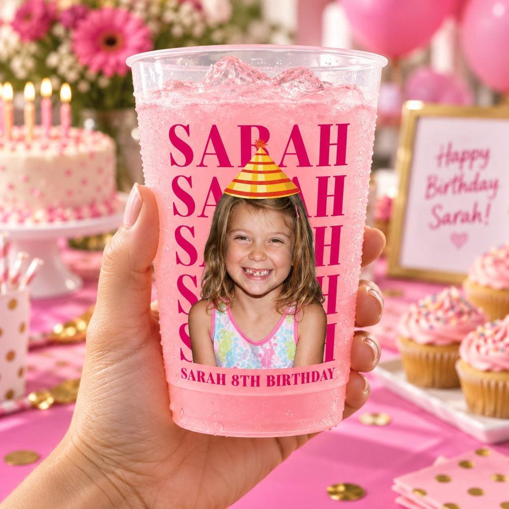 Personalized Pink Frosted Birthday Cup - image 2 | Jolliboo