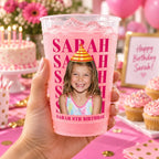 Personalized Pink Frosted Birthday Cup - image 2 | Jolliboo