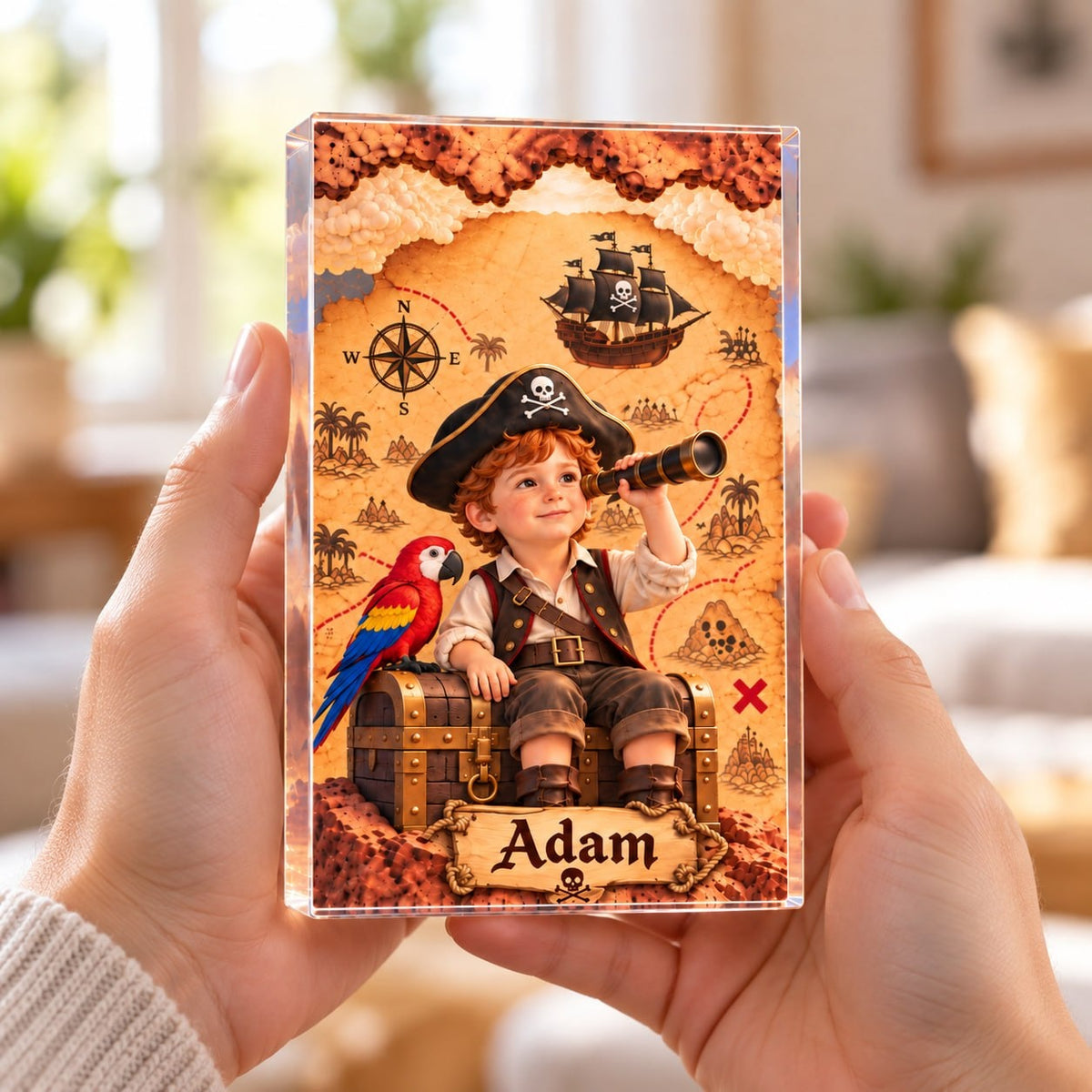 Personalized Pirate Treasure Map Acrylic Block - image 2 | Jolliboo
