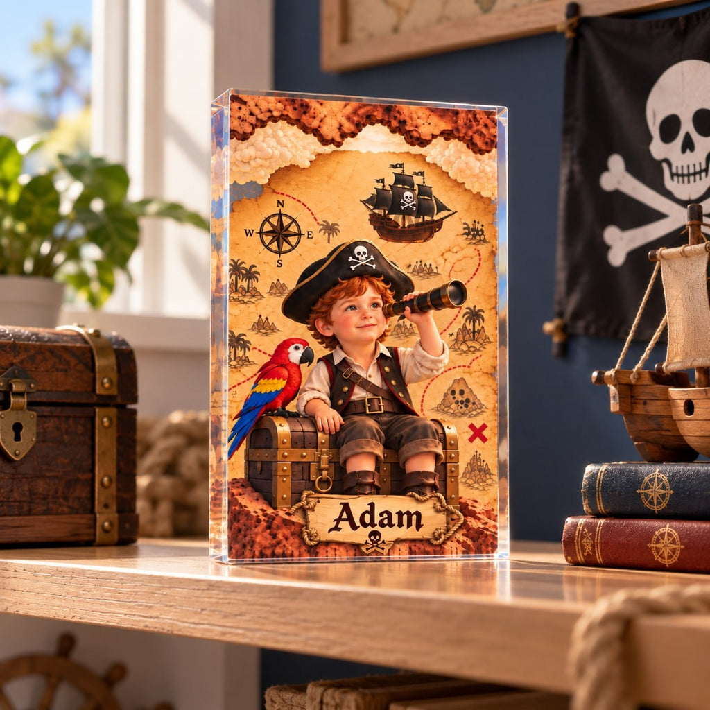 Personalized Pirate Treasure Map Acrylic Block - image 3 | Jolliboo