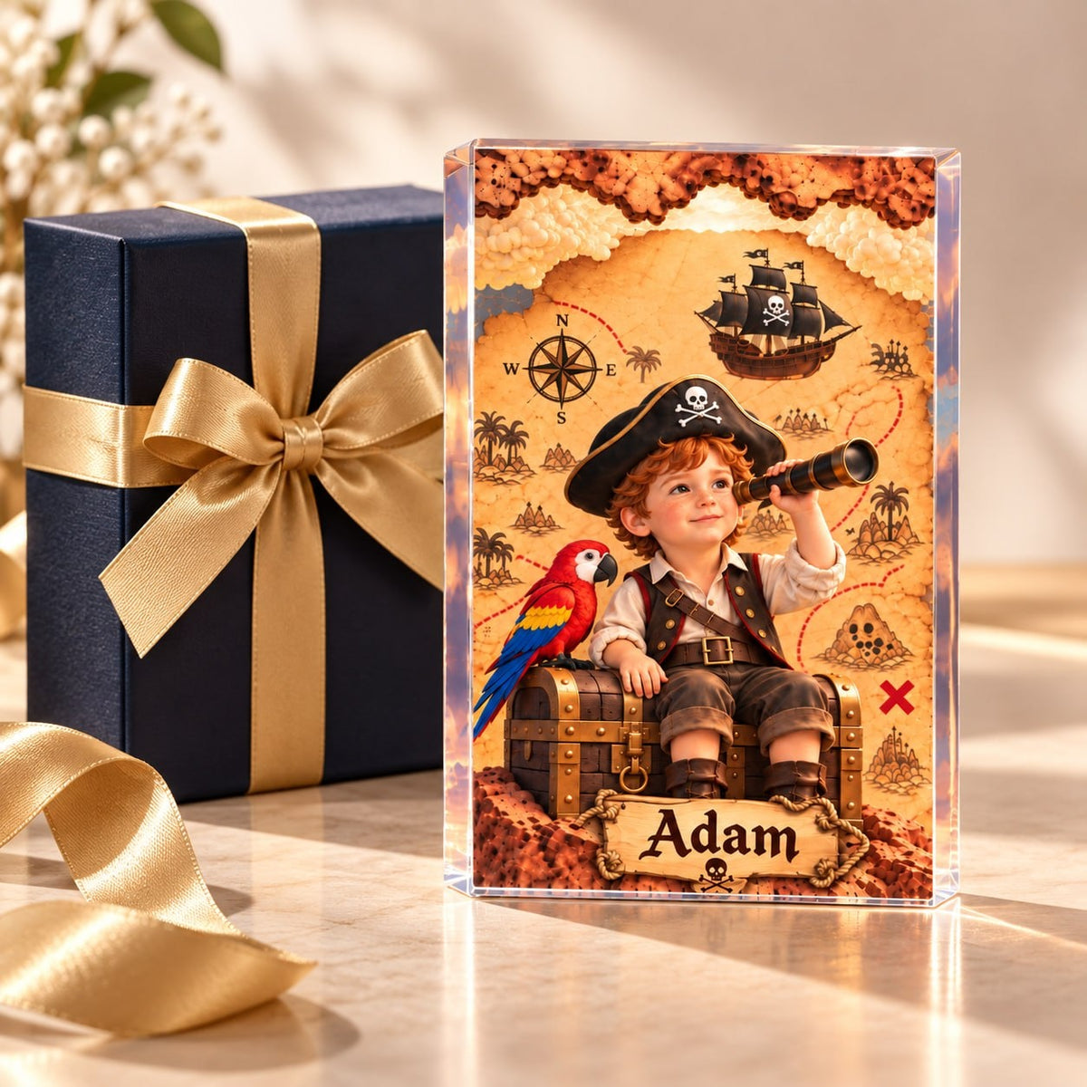 Personalized Pirate Treasure Map Acrylic Block - image 4 | Jolliboo