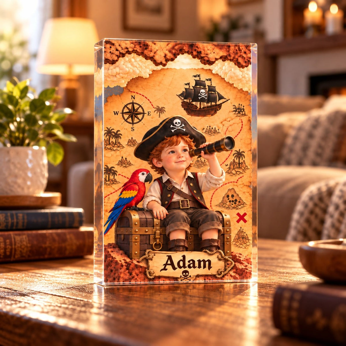 Personalized Pirate Treasure Map Acrylic Block - image 5 | Jolliboo