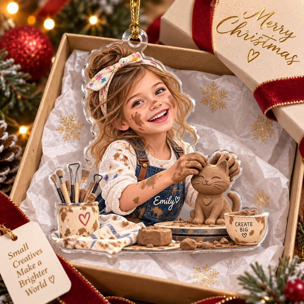 Personalized Pottery Girl Christmas Ornament - image 4 | Jolliboo