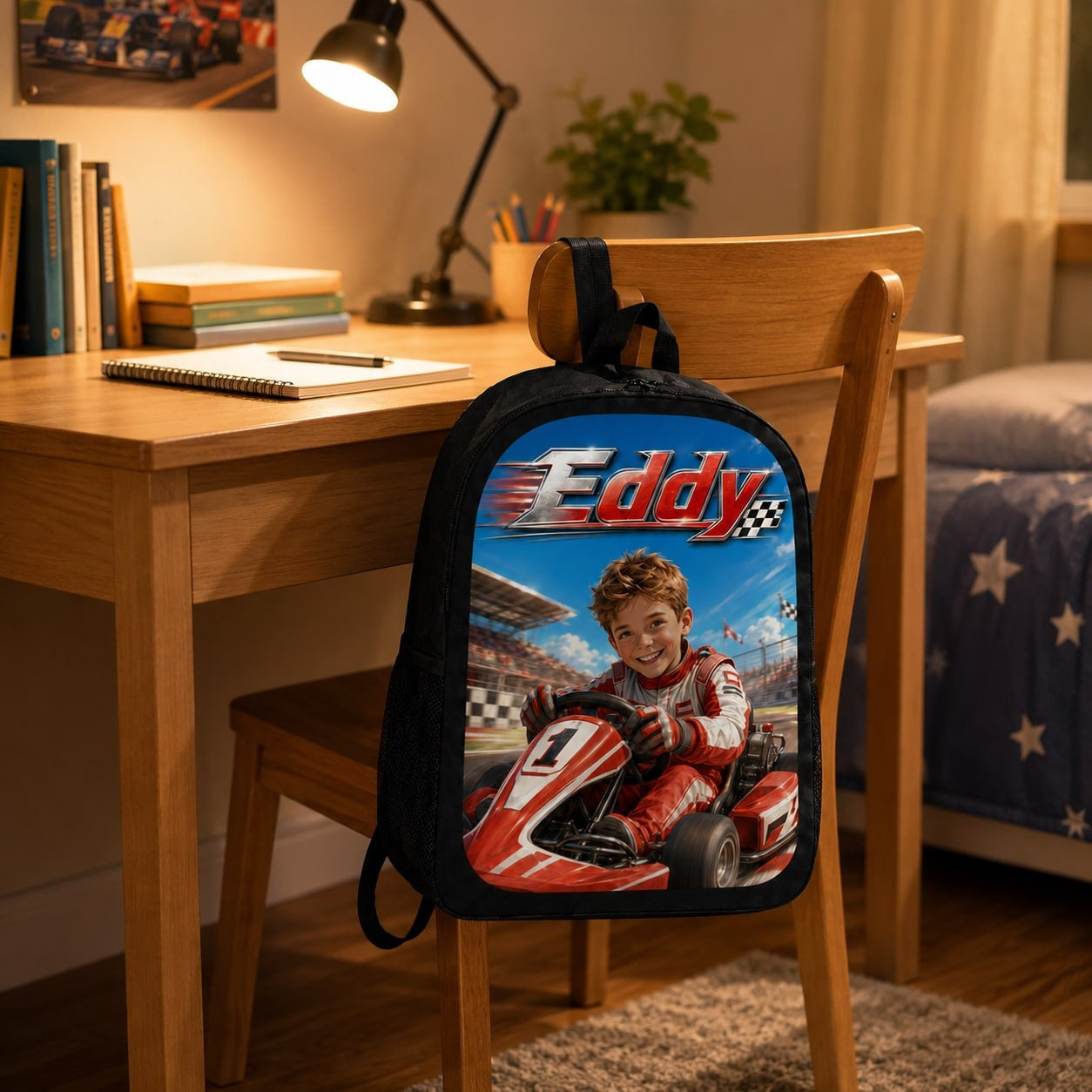 Personalized Racing Boy Backpack - image 3 | Jolliboo