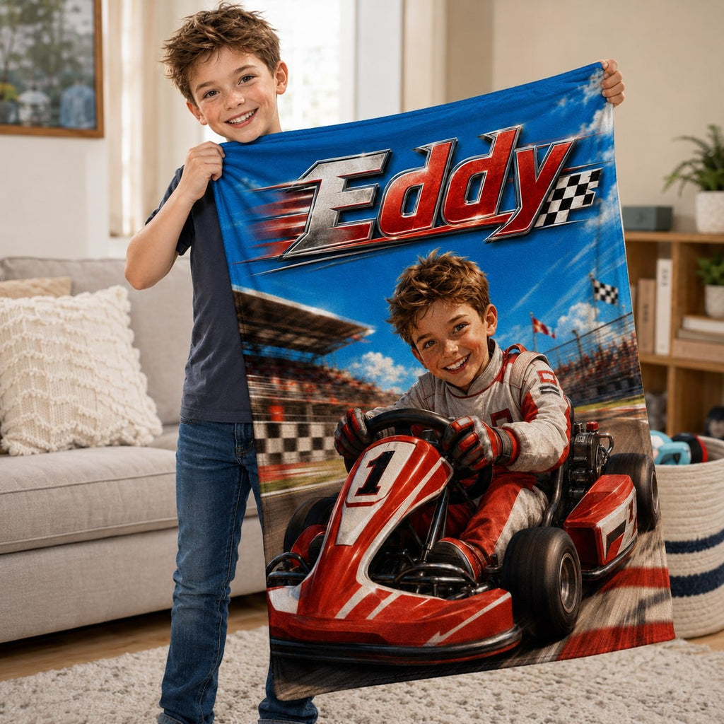 Personalized Racing Boy Blanket - image 2 | Jolliboo