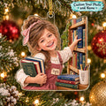 Personalized Reading Girl Christmas Ornament - image 1 | Jolliboo