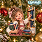 Personalized Reading Girl Christmas Ornament - image 1 | Jolliboo