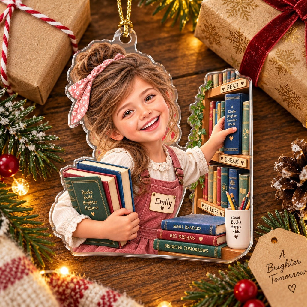 Personalized Reading Girl Christmas Ornament - image 3 | Jolliboo