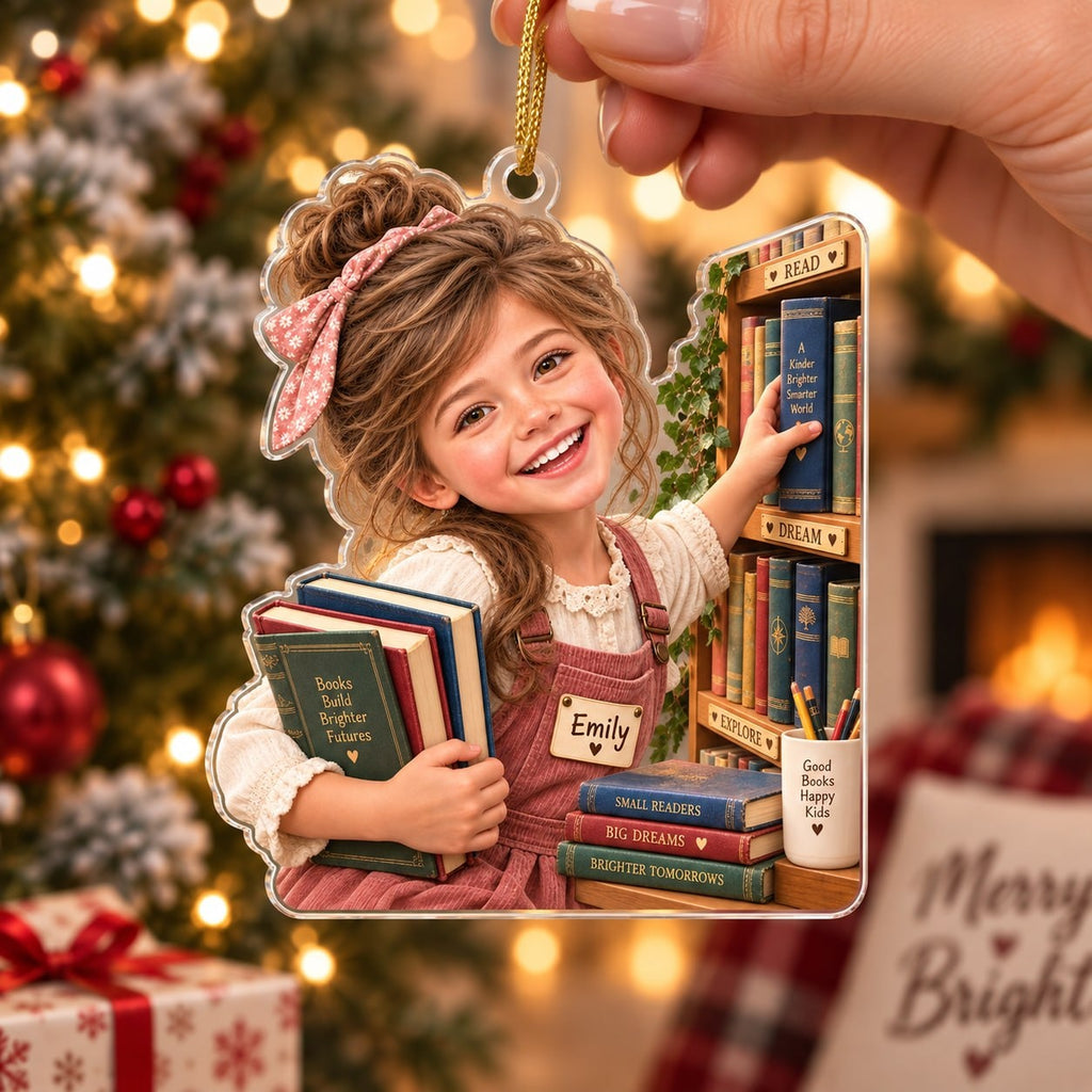 Personalized Reading Girl Christmas Ornament - image 4 | Jolliboo
