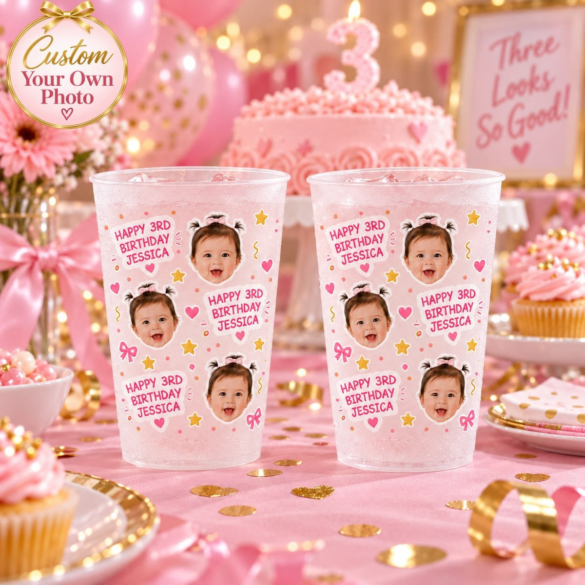 Personalized Repeated Face Birthday Party Cup - image 1 | Jolliboo