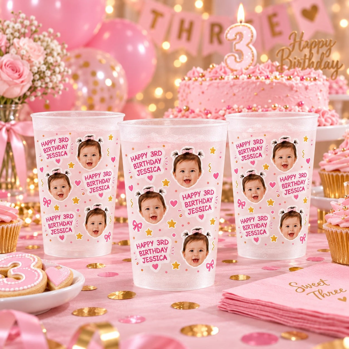 Personalized Repeated Face Birthday Party Cup - image 3 | Jolliboo
