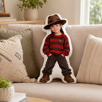Personalized Retro Striped Sweater Girl Figure Custom Shape Pillow - image 2 | Jolliboo