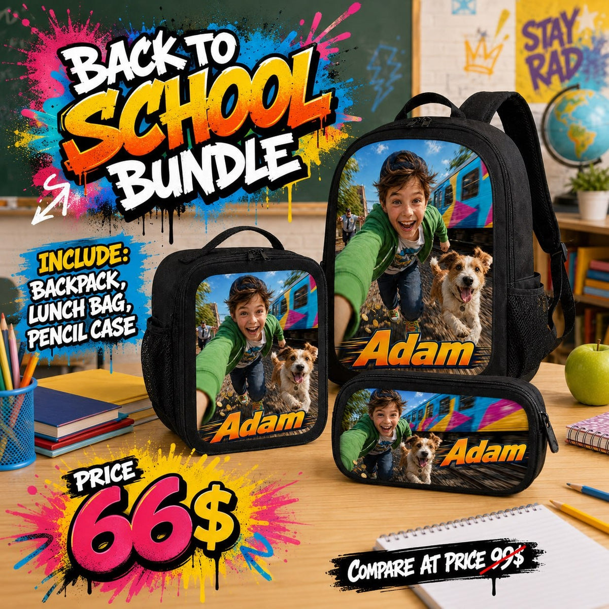Personalized Running Grafity Style Backpack - image 6 | Jolliboo